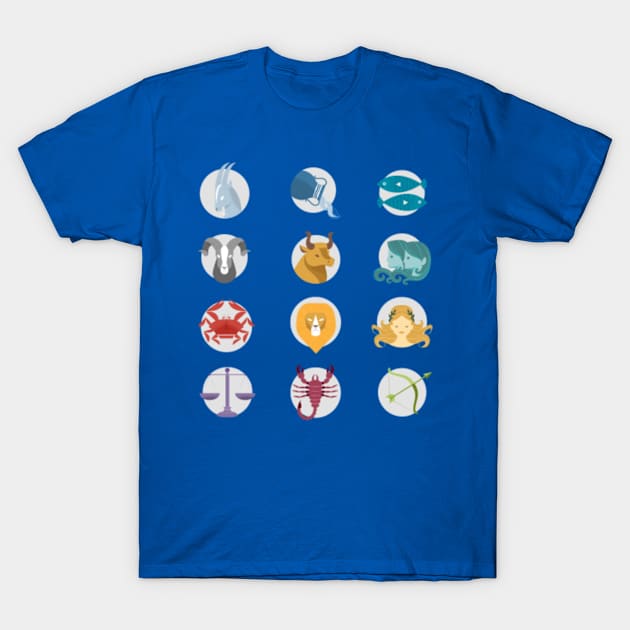 Zodiac Symbols T-Shirt by MedleyDesigns67